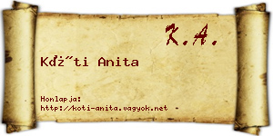 Kóti Anita névjegykártya