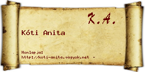 Kóti Anita névjegykártya
